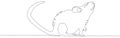 Rat mouse continuous line drawing. One hand drawn single lineart style Royalty Free Stock Photo