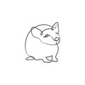 Rat mouse continuous one line drawing Royalty Free Stock Photo