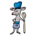 Rat cook in blue uniform. Cartoon vector. Vector illustration Royalty Free Stock Photo