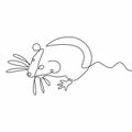 Rat or mouse rodent animal mascot logo minimalism continuous one line drawing vector illustration Royalty Free Stock Photo