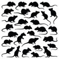 Rat and mouse vector silhouette illustration