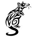 Rat mouse silhouette is drawn in black on a white background with various lines. The logo of the rat rodent Royalty Free Stock Photo