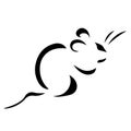 Rat mouse silhouette drawn by various lines of black color. Logo rodent mouse Royalty Free Stock Photo