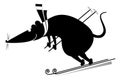 Downhill skier rat or mouse illustration