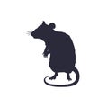 Rat or mouse stands alert on its hind legs black silhouette vector isolated. Royalty Free Stock Photo