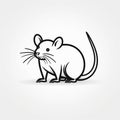 Crisp Black And White Silhouette Rat Icon - Flat Design Royalty Free Stock Photo