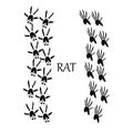 Rat paw print. Footprint silhouette on white background. Vector illustration. EPS 10