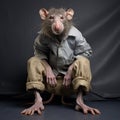 Rat In The Photo Shoot: A Terrifyingly Realistic Studio Portraiture Royalty Free Stock Photo