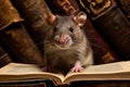 Rat Sitting on Open Book Royalty Free Stock Photo