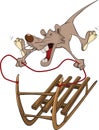 Rat and sled. Cartoon