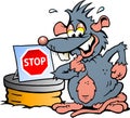 Rat standing in front of Sewer with a Stop sign Royalty Free Stock Photo