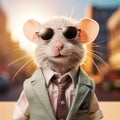 Stylish Mouse: Photorealistic Fantasy Portrait Of A Mouse In Sunglasses And Suit