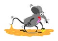 rat trapped in sticky glue traps.illustration of a cartoon mouse,