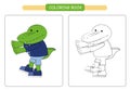 Coloring book for kids. Cute cartoon alligator. Vector illustration. Royalty Free Stock Photo