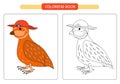 Coloring book for kids. Cute cartoon quail. Vector illustration.