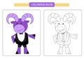 Coloring book for kids. Cute cartoon ram. Vector illustration. Royalty Free Stock Photo