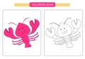 Coloring book for kids. Cute cartoon yabby. Vector illustration. Royalty Free Stock Photo