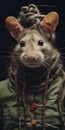 Cute Rat With Braided Hat: A Photorealistic Analog Portrait