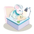 Rat write wiith a book on the desk for new year cartoon vector