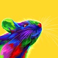 Rat on a yellow background. Symbol of the Chinese New Year 2020. multicolored, bright animal for a card or calendar. vector