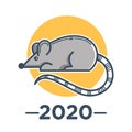 Rat zodiac sign, Chinese horoscope symbol, 2020 New Year Royalty Free Stock Photo