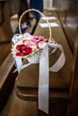 Ratan baskets and colorful flowers for the wedding Royalty Free Stock Photo