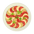 Ratatouille Dish Served on Plate Top View Vector Illustration