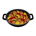 Ratatouille French cuisine dish vector illustration. French vegetable food.