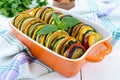 Ratatouille - vegetable dish of zucchini, tomatoes, eggplant slices