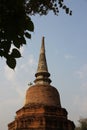 Old Pagoda With Bodhi Leaves