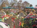 Ratchaburi , Thailand - April 05,2018 : The graveyard at Tomb sweeping day or Qingming Festival at Jing Gung Cemetery.