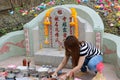 Ratchaburi, Thailand - April 4, 2017 : Thai people praying Ancestor