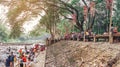 RATCHABURI THAILAND-JANUARY 19,2020 : Unidentified people come to visit, relax and swim in the stream at Ohpoi Market on january19 Royalty Free Stock Photo