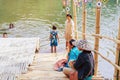 RATCHABURI THAILAND-JANUARY 19,2020 : Unidentified people come to visit, relax and swim in the stream at Ohpoi Market on january19 Royalty Free Stock Photo