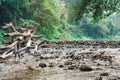 RATCHABURI THAILAND-JANUARY 19,2020 : Unidentified people come to visit, relax and swim in the stream at Ohpoi Market on january19 Royalty Free Stock Photo