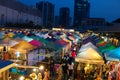 Ratchada Rot Fai Train Market at Night in Bangkok, Thailand