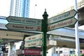 Ratchathewi Junction street name signpost in Bangkok, Thailand