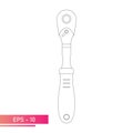 Ratchet wrench with handle. Linear design. On a white background. Tools for a car mechanic. Flat vector illustration.