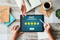 Rate customer experience review. Service and Customer satisfaction. Five Stars rating. Business internet concept. Royalty Free Stock Photo