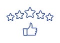 Rate 5 star customer satisfaction review good quality stroke icon. Rate 5 star good icon.