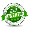 Rate us now Badge - German-Translation: Jetzt bewerten Siegel.