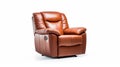 High-quality Brown Leather Recliner Chair On White Background Royalty Free Stock Photo