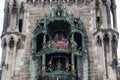 The Rathaus-Glockenspiel is large mechanical clock in Marienplatz Munich Germany