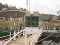 Rathen, Saxon Switzerland, Germany - March 26, 2018: The Rathen ferry is a passenger cable ferry that connects Oberrathen and