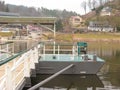 Rathen, Saxon Switzerland, Germany - March 26, 2018: The Rathen ferry is a passenger cable ferry that connects Oberrathen and