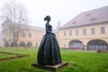 Ratiborice, Czech Republic - October 19, 2022: Monument of writer Bozena Nemcova in Ratiborice by Ceska Skalice, Czech