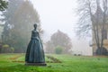 Ratiborice, Czech Republic - October 19, 2022: Monument of writer Bozena Nemcova in Ratiborice by Ceska Skalice, Czech