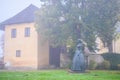 Ratiborice, Czech Republic - October 19, 2022: Monument of writer Bozena Nemcova in Ratiborice by Ceska Skalice, Czech