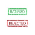 Ratified and rejected rubber stamp print for paper work