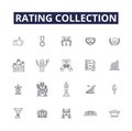 Rating collection line vector icons and signs. Collection, Evaluation, Assessments, Results, Grading, Criteria, Feedback